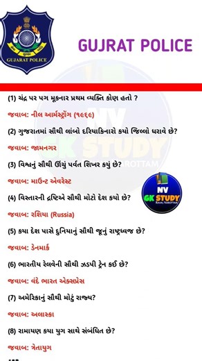 Gujarat Police GK 2026 | Most Important General Knowledge Questions | PSI & Constable