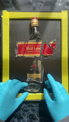 Johnnie Walker Red Label Broken Bottle Art | Luxury Red Epoxy Wall Art Reveal