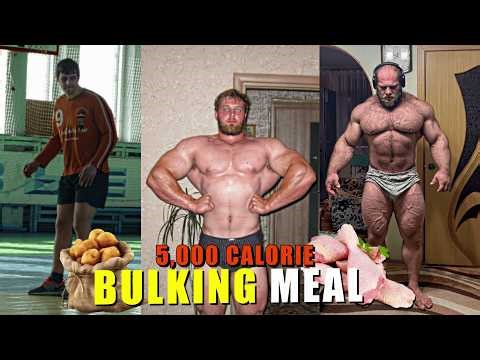 WHAT I USED TO EAT BACK IN MY 20s to GAIN MASS. 5,000 CALORIE MEAL | Arm Day | Andrey Smaev