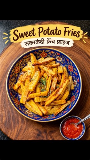 Super Crispy Shakarkandi Fries in 15 Mins! 🍟✨ #sweetpotatofries