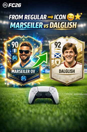 Can an evoed common card really match an icon? Watch Marseiler vs Dalglish and you'll be shocked! 😂⚽ In this fun FC 26 meme comparison, we put evoed Marseiler head-to-head against the legendary Dalglish icon card to see if a common card can actually reach icon-level power. 🎮🔥 After full evolution, Marseiler's stats look absolutely insane and surprisingly close to Dalglish in key areas like pace, shooting and dribbling. 💥 This shows you don't always need to spend big coins on icons when you c