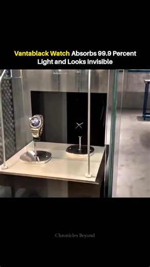 Chronicles Beyond on Instagram: "Vantablack absorbs 99.9% of light. It traps light inside microscopic carbon nanotubes, stopping it from reflecting back. Your eyes see no shape or depth, only pure darkness. When used on a watch, the surface looks invisible, like a hole in space. This material is one of the darkest substances ever made, developed for aerospace and optical research before being used in design and art. via : @moserwatches #knowledge #didyouknow #history #innovation #technology #fyp