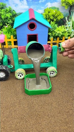 😱 Real Working Mini Tractor Making Cement Pillar | Amazing DIY Construction Machine 🚜#shorts