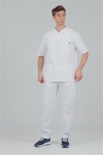 Tunique blanche unisexe col croisé Lisbonne
