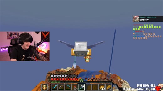 Minecraft streamer Ph1LzA flies superfast with trident on Origins SMP