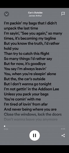 Car's Outside - James Arthur Lyrics