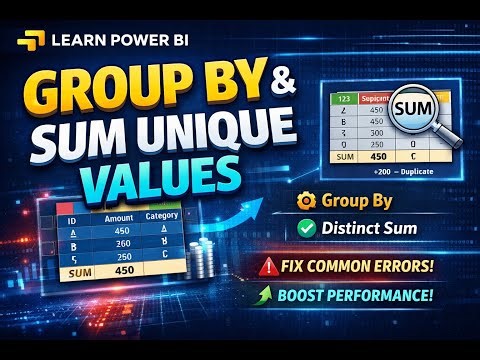 سلسلة تعلم Power BI – التجميع الذكي للبيانات باستخدام Group By واستخراج الإجماليات الفريدة Power Que