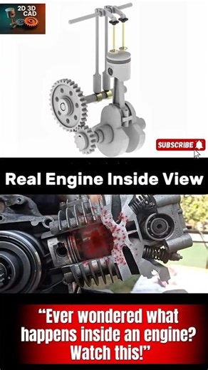 4 Stroke Engine Working Explained | Inside Engine Mechanism Animation + Real Cut View