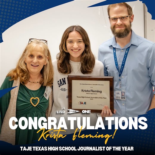 𝚃𝚑𝚎 𝚗𝚎𝚠𝚜𝚛𝚘𝚘𝚖 𝚒𝚜 𝚖𝚢 𝚜𝚎𝚌𝚘𝚗𝚍 𝚑𝚘𝚖𝚎, 𝚊𝚗𝚍 𝚖𝚢 𝚜𝚎𝚌𝚘𝚗𝚍 𝚏𝚊𝚖𝚒𝚕𝚢. Congratulations to Hebron High School senior and Hebron Hawk Eye Editor in Chief Krista Fleming on being named the Texas Association of Journalism Educators' 2025 Texas High School Journalist of the Year! #everyONE #OneLISD | Lewisville ISD