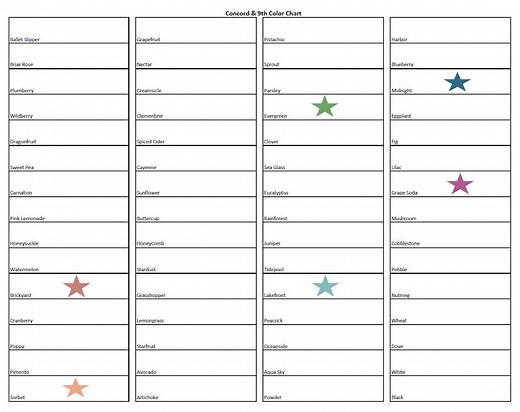 Concord & 9th Ink Pad Swatch Chart: 2025 Colors (printable PDF) - Etsy