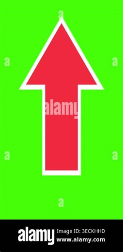 Red arrow with white edge points upward. The arrow moves back and forward. Direction, point to something, above, up, orientation. Chromakey, green screen, cut out Stock Video Footage - Alamy