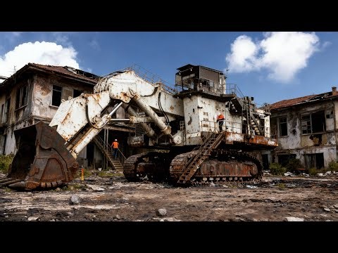 The restoration process of the Hitachi EX8000-6 excavator from severely damaged to like new.