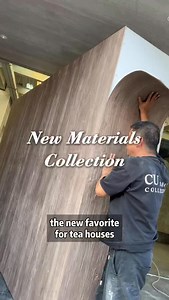 Never underestimate those unassuming materials—low cost yet high impact! #design #designer #material #softstone #woodenbeams #wallpaper #wallart #bambooweaving #carbonizedwood #storefront #storedesign | CU design collection