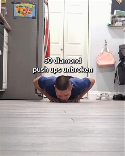 Just 50 diamond push ups unbroken in 47 seconds at 45 years young! #motivation