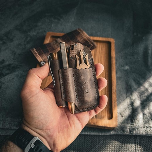 Grey Leather EDC Pocket Organizer, Handmade Pocket Caddy - Etsy