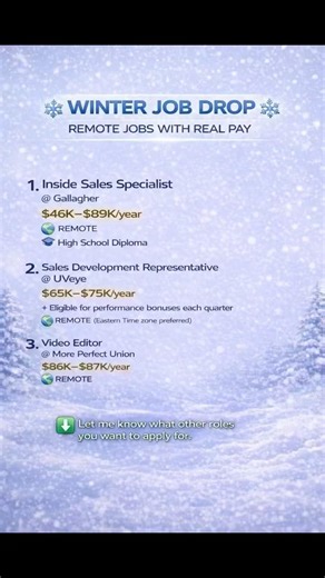 Winter remote roles with real pay are live. ❄️💰 #shorts #remotework #workfromhome #hiringnow