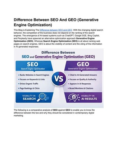Difference Between SEO And GEO (Generative Engine Optimization).pdf | Fathimath Rinshi .P