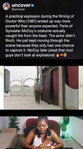 A practical explosion during the filming of Doctor Who (1987) ended up