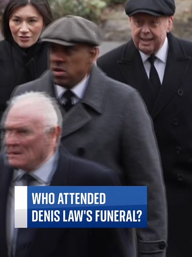 Who were the famous faces attending #DenisLaw's #funeral in #Manchester?