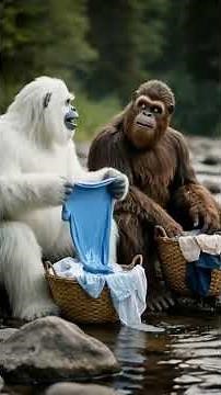 Big Foot and Yeti - Washing Clothes | #short #Bigfoot
