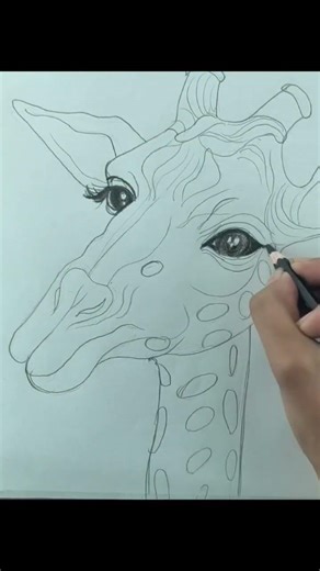 Hyper Realistic Giraffe Drawing #shorts #art #short