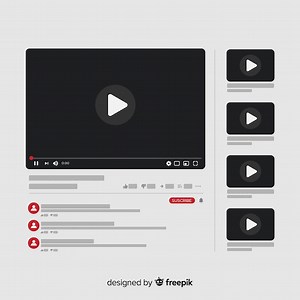 Youtube video player template vectorized  | Free Vector