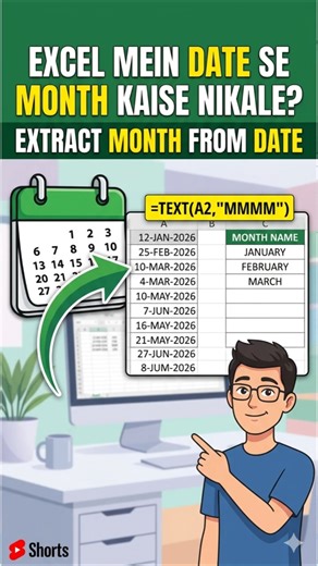 Date to Month Name Trick 📅 | How to Get Month from Date in Excel (Hindi/Hinglish)
