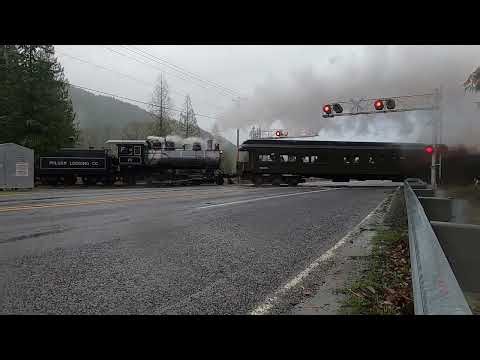 Mount Rainier Scenic Railroad Steam Train Road Crossing by Park Junction