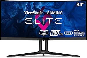 ViewSonic XG340C-2K 34 Inch 1440p Ultra-Wide QHD Curved Gaming Monitor with 1ms, 180Hz, FreeSync Premium Pro, HDR 400, HDMI 2.1, DisplayPort, and USB C for Esports