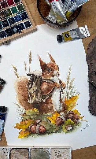 Realistic Squirrel Painting in Art Philosophy watercolors | Wildlife Art #painting #realisticart