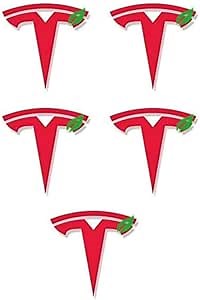 Center Cap Wheel Rim Logo T Emblem Decals Stickers 5 Pieces Compatible with Tesla Model Y