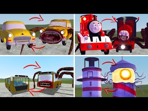 Turning Into Monsters: CAR EATER, CHOO CHOO CHARLES, THOMAS TRAIN, LIGHTHOUSE | GMod
