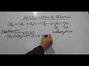 Halohydrin formation by addition of halogen and water across double bond.
