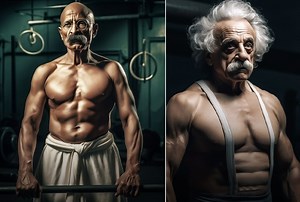 From Gandhi to Einstein: AI Artist Reimagines Historical Figures as Muscular Gym Enthusiasts