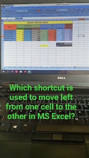 Which shortcut is used to move left from one cell to the other in MS Excel? #Computer #Left #short