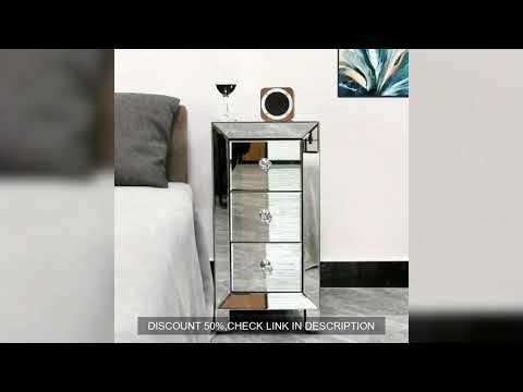 Mirrored Nightstand With 3 Drawer Modern Silver Finished End Bedside Table