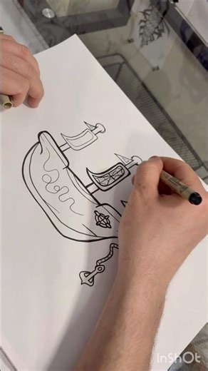 Pirate Ship Drawing Artwork. ✍️