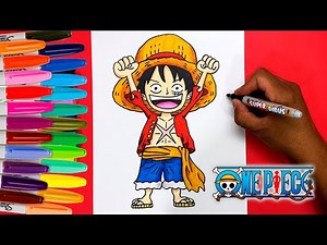 COMO DIBUJAR A LUFFY DE ONE PIECE PASO A PASO | How to draw and coloring to Monkey D. Luffy