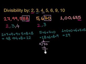 Divisibility tests for 2, 3, 4, 5, 6, 9, 10 (Hindi)
