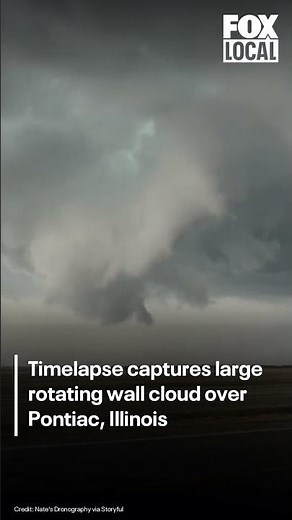 Timelapse captures large rotating wall cloud over Pontiac, Illinois