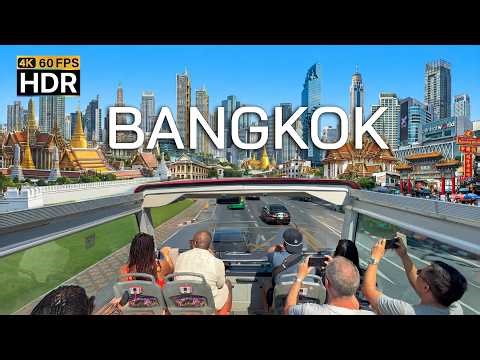 🇹🇭 4K HDR | Bangkok City Tour Bus Panorama Full Video | Amazing view bangkok | Elephant Bus Tours
