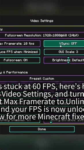 How to unlock your FPS in Minecraft Java #minecraft #minecraftjava #fpsboost #shorts