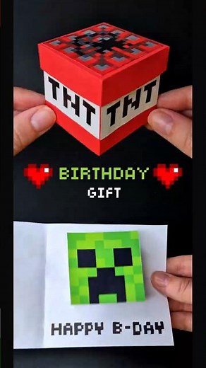 2 DIY Minecraft Gift Ideas: TNT Box in 60 Seconds ❤️ & Creeper Birthday Card 💚 | Easy Paper Craft