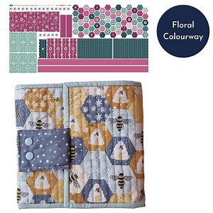 Jenny Jackson's EPP Floral Scrappy Hexie Zippy Slip Pouch Kit: Pattern, 70 Paper Pieces & Fabric Panel