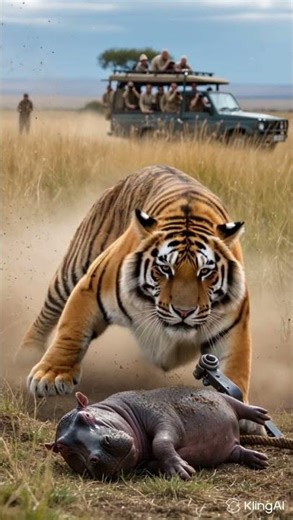 Tiger vs Hippo Trap! 😱 Will It Survive? #viral #tiktok #tiger