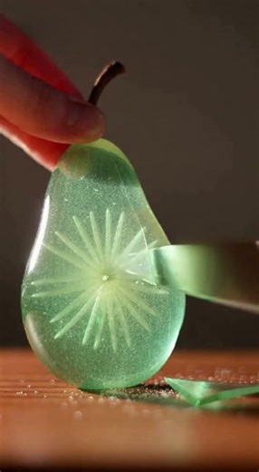 Crystal Pear Sliced in Stunning Slow-Motion | Satisfying Glass ASMR