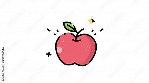 apple fruit icon animation video for autumn season, apple motion graphic video design