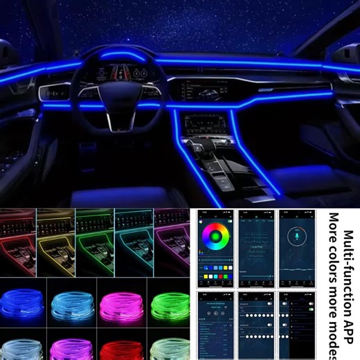 LED-Beleuchtungsset für den Fahrzeuginnenraum – RGB-Ambientebeleuchtung mit USB- und App-Steuerung – Flexibler Glasfaserstreifen (1 m bis 3 m) - Etsy Österreich
