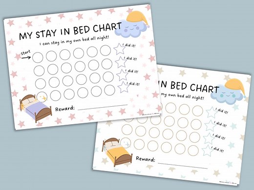 Printable Stay in Bed Chart for Kids | Toddler Bedtime Chart | Printable Behavior Chart | Reward Chart for Kids | Sleeping Chart - Etsy