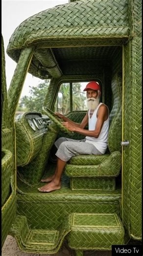 Hand craft coconut leaves truck